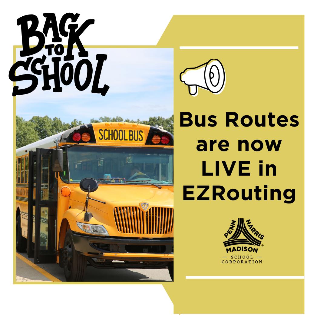 ATTN Parents: Emails about bus route information began to be sent out yesterday (Wednesday) and will continue to go out through tomorrow (Friday). The emails will go to the primary contact in Skyward, please check your SPAM folder.
If you haven't received an email yet, the Parent Portal at EZRouting is now LIVE. Every student who is routed will have their bus route information listed.
If you do not see your students bus route in EZRouting or need to make a change, contact your students school NOT transportation. https://phmexcellence.com/BusRoutes