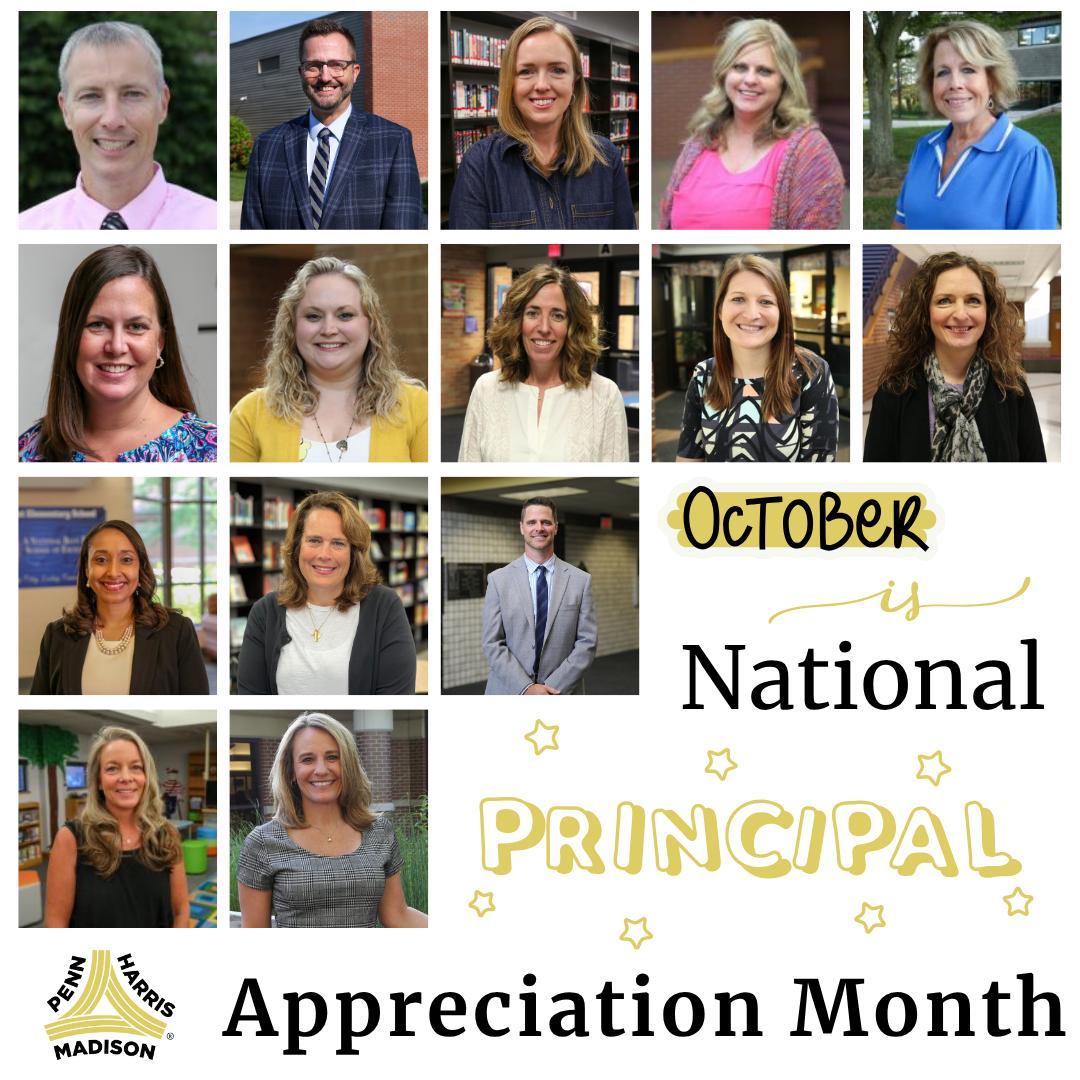 🍎 October is National Principal Appreciation Month — and we’re celebrating the 15 amazing leaders who make our schools shine! ✨
Join us in giving a big THANK YOU to the principals across our 11 elementary schools, 3 middle schools, and Penn High School for all the ways they lead with heart every single day.
👉 Stay tuned — we’ll be sharing principal shoutouts all month long!
#PHMExcellence #PrincipalAppreciationMonth